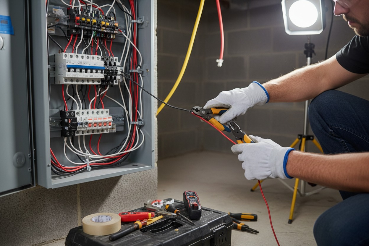 Electrical work at a panel